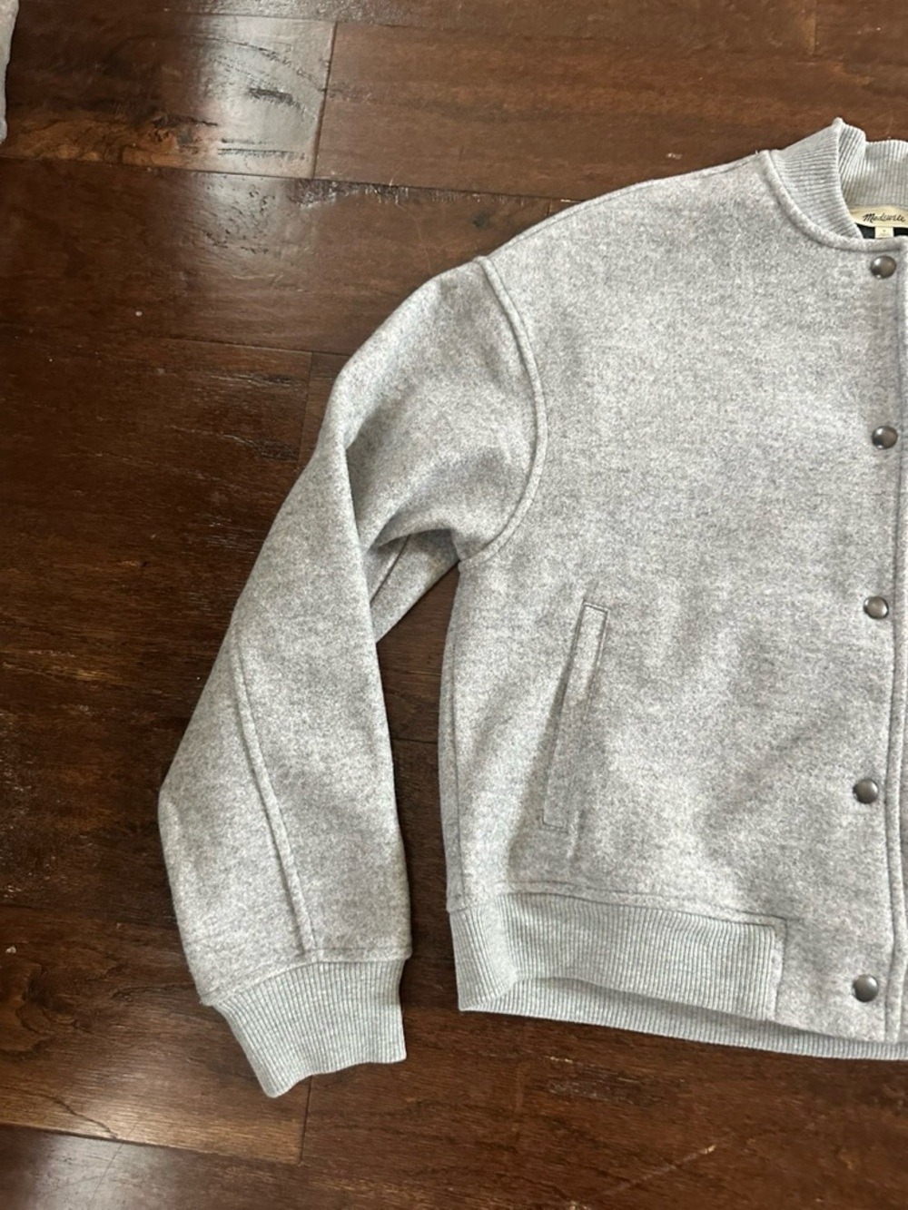 Madewell-Snap Front Bomber Jacket size Small Grey-like new - Picture 9 of 14